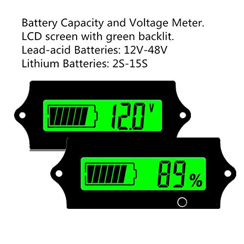 12V 24V 36V 48V merač napona baterije rv sa LCD ekranom zeleno pozadinsko osvetljenje, Monitor baterije