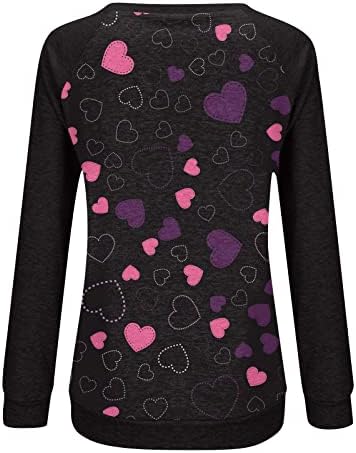 Jjhaevdy Valentines Dnevne košulje Žene Grafički pulover Ljubav srca Ispiši dukseru Ležerne prilike pulover