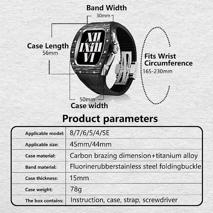 Za Apple Watch Band 44mm / 45 mm Luksuzni karton za časopis od karbonskih vlakana, muškarci robusni slučaj