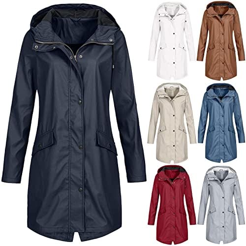 Kišne jakne za žene, 2022. Jesen Zima Midi Lood Fit S-3XL Hoodie sa džepovima Zip up Trendy kaputi