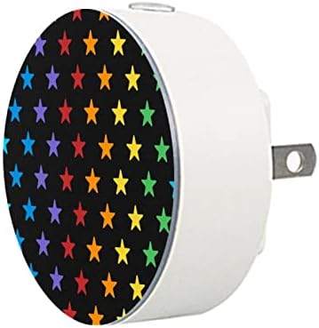 2 paket Plug-in Nightlight LED noćno svjetlo šareni uzorak zvijezda sa crnom pozadinom sa senzorom sumraka