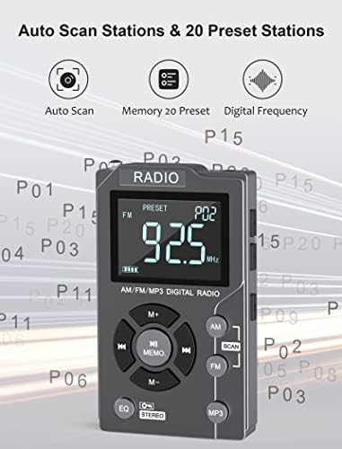 600mAh Digitalni AM FM Radio prijenosni džepni Radio sa odličnim prijemom TF kartica punjivi Walkman Radio
