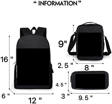 Hontubs 16 torba na rame 3 crtani dvostruki ruksak osnovni školski školski torba za ručak ručak ručak ručak