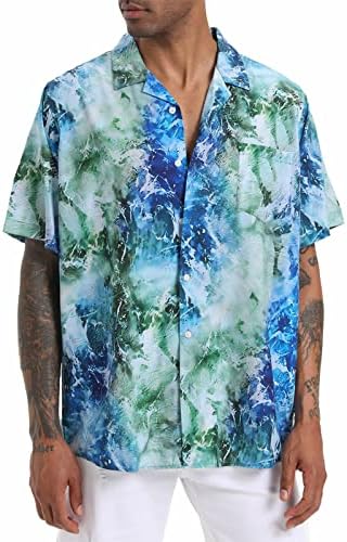 WenKomg1 Havajska majica za muškarce, grafički kratki rukav dolje majica dolje ljetna majica na plaži Tropical