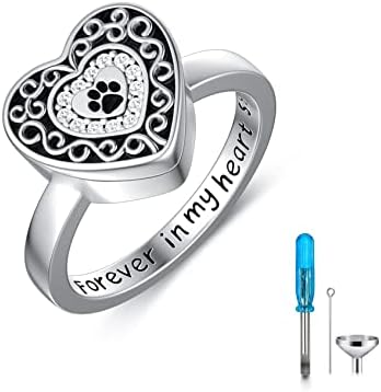 PEIMKO 925 Sterling Silver srčana urna ogrlice gravirani Pawprint kremiranje ogrlica za uspomenu urne prstenovi