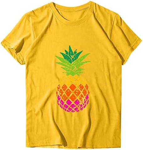 Čvrsta Vježba Tops žene bluza za žene Casual ananas štampanje košulje okrugli vrat kratki rukav Tee Tops