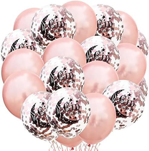 Eid Mubarak baloni Rose Gold, 30 kom. Ramadan baloni ukrasi ružičasti zlatni konfetti lateks baloni, 12