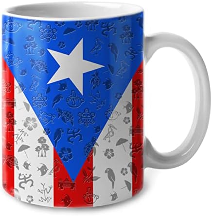 Lotacy Portoriko sa zastavom i simbolima keramička šolja, 11oz, Portoriko suveniri i pokloni, ideja za poklon