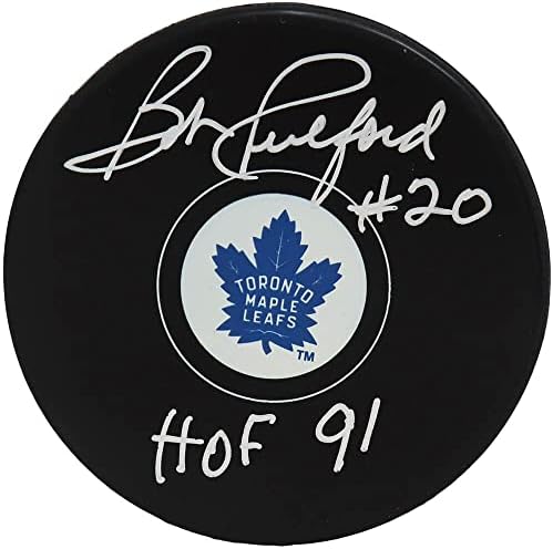 Bob Pulford potpisao Toronto Maple Leafs Logo Hockey Puck w / HOF ' 91-Autogramed NHL Paks