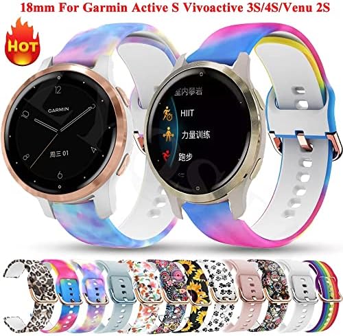 Ganyuu 18mm Watch Band za C2 za Garmin Vivoactive 3S / 4S / Venu 2 / Active S Rey Silikonski remen Smart