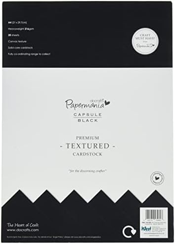 PaperMania 29,7 x 21 cm 20-komad A4 kapsula Teksturirana premium Cardstock, Crna