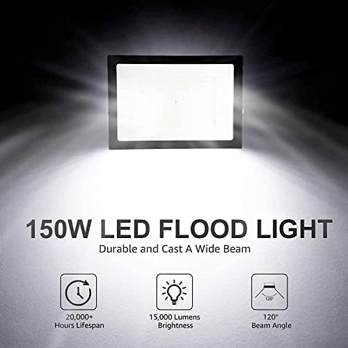 2 paketa 150W LED svjetla za poplave Vanjska Super svijetla sigurnosna svjetla, 5000k dnevna svjetlost Bijela