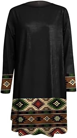 Džemper od džemper Nokmopo za žene 2022 Ženska modna casual tiskani okrugli vrat Dulki haljina s dugim rukavima