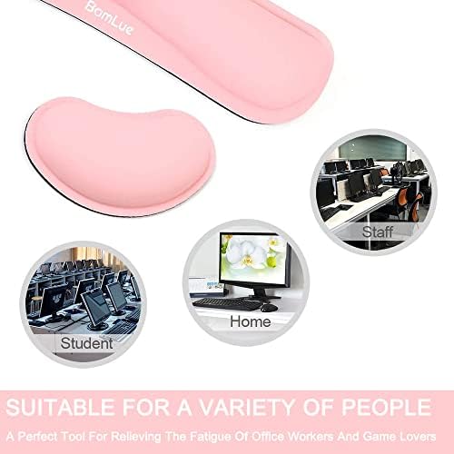 Bamlue Upgrade Cleanable PU Leather Keyboard ručni naslon, Gel Mouse Wrist Pillow Pad Set za jednostavno