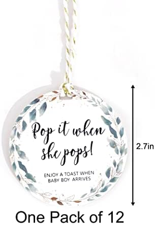 Pop it When She Pops Baby Shower Bottle Tags For Boys - Champagne Baby Shower Favor Tags, Ready to Pop Tags,