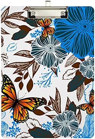 Beautiful Flowers Butterfly Plastic Clipboard 9 x12. 5 akril Clipboards sa low profile Clip A4 Letter Size