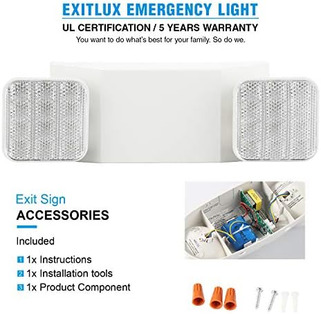 EXITLUX 6 paket LED bijeli izlaz za hitne slučajeve sa rezervnom baterijom-UL LED rasvjetom za nuždu i 2