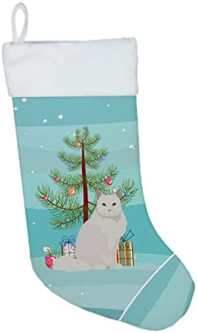 Caroline's bysures CK4757CS Chantilly Tiffany Cat Sretan božićni božićni čarapa, kamin Viseći čarape Božićna