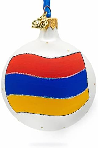 Zastava Jermenije staklena lopta Božićni ukras 3,25 inča