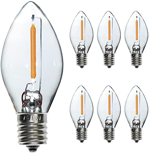 FANNIS 6 paket C7 zamjena Mini LED sijalica, 0.5 W jednako 5W, topla bijela 2700k filament Edison sijalica,