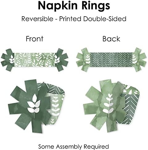 Velika tačka sreće Boho Botanical - greenery Party držač papirnih salveta - prstenovi za salvete - Set od