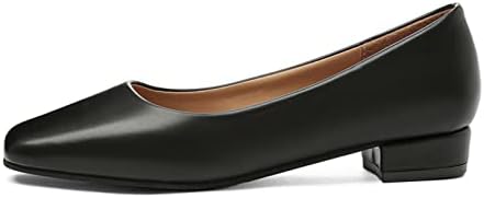 Crni stanovi za žene dame modne čvrste boje kože kvadratne toe plitke usta Chunky pete casual cipele