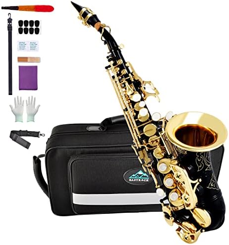 Eastrock Soprano saksofon zakrivljeni Bb ravni Crni Sax instrumenti za početnike studente srednji igrači