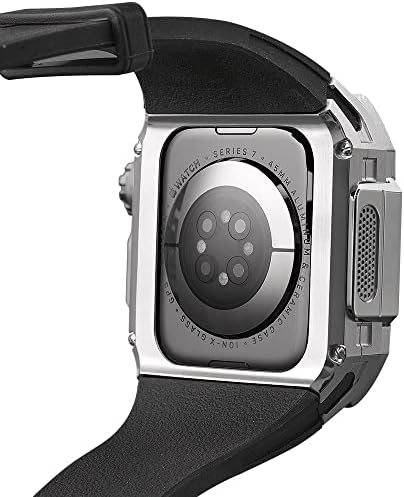 Befia luksuzni komplet za modifikaciju karbonskih vlakana za Apple Watch 45mm Viton Watch Band za IWATCH