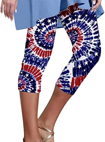 Visoke tamke za žene za žene Američka zastava koja ne vide kroz dan nezavisnosti tiskane hlače za trčanje