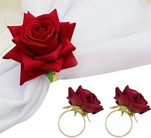 LDCHNH 10pcs crvena ruža ručni ručnik kopča za prsten salveta za vjenčanje hotelski stol dekor držač salveta