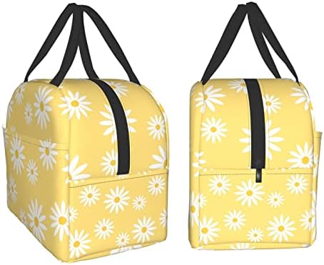 Ucsaxue žuta torba za ručak sa cvijećem tratinčice mala izolovana kutija za ručak sa prednjim džepnim Kawaii
