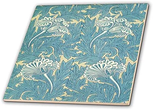 3D ruža slika Williama Morrisa plave i bjelokosti cvjetaju keramičku pločicu, višebojni