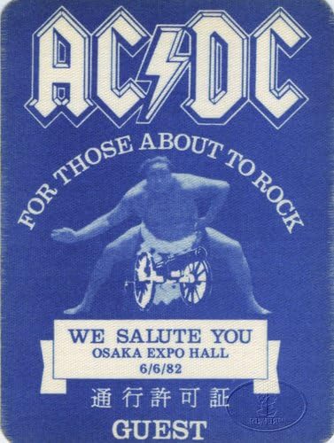 AC / DC 1982 Japan Backstage Pass Osaka 6/6/82