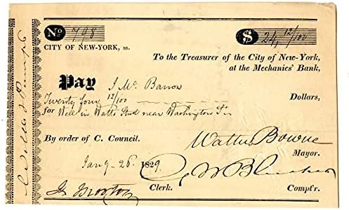 Walter Bowne potpisao ček s potpisom banke mehaničara grada New Yorka