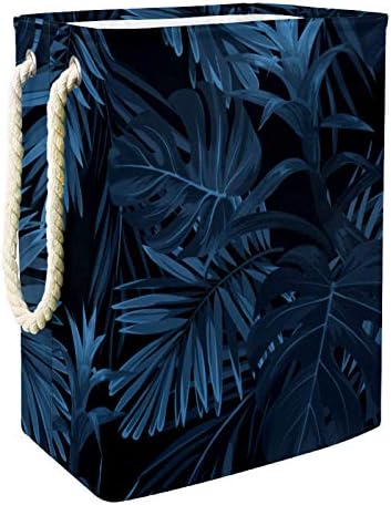 Mapolo korpa za veš tropsko plavo lišće biljka sklopiva platnena korpa za odlaganje veša sa ručkama odvojivi