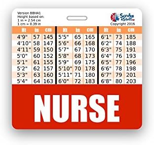 Medicinska sestra Badge Buddy horizontalna W/Visina & težina konverzija grafikoni