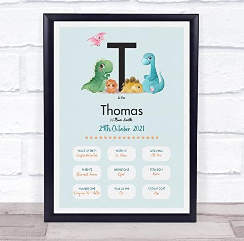 Novi Beba Rođenje Detalji Krštenje Rasadnik Dinosaurusa Inicijalni T Poklon Print