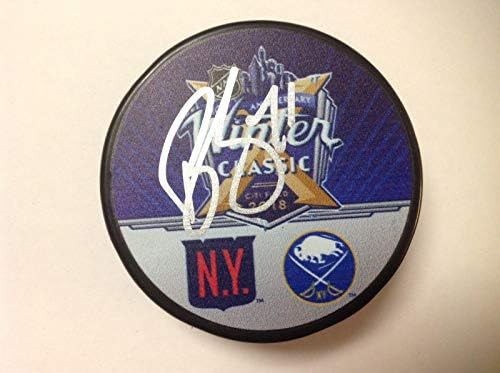 Brady Skjei potpisan Autographed 2018 Winter Classic NY Rangers Hockey Puck b-Autographed NHL Pucks