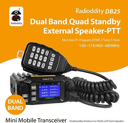 Radioddity DB25 Pro Dual Band Quad-Standby Mini mobilni auto kamion Radio, 4 displej u boji, 25W primopredajnik
