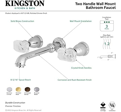 Kingston Brass KS7128KRL Krystal Onyx slavina za sudoper za zidnu montažu, 10-7 / 16 u dosegu izljeva, brušeni