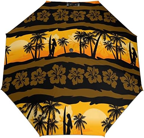 Tropski Frangipani sa Palms Sunrise 3 Folds Auto Open Close Anti-UV Umbrella putni kišobran prijenosni ljetni