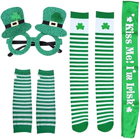 Partykindom 4pcs St. Patrick's Day Proslava čarapa Rukavice Naočale Narameni kaiš set za dom / zid / uređenje