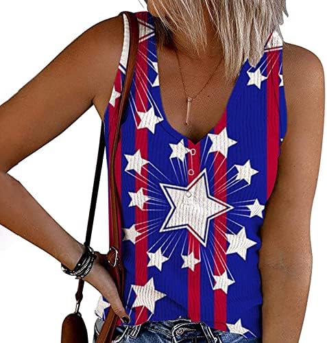 4. jula Torbe za košulje za žene USA zastava Ljetne casual bez rukava Thirts Stripes Tie-Dye Patriotic Tender