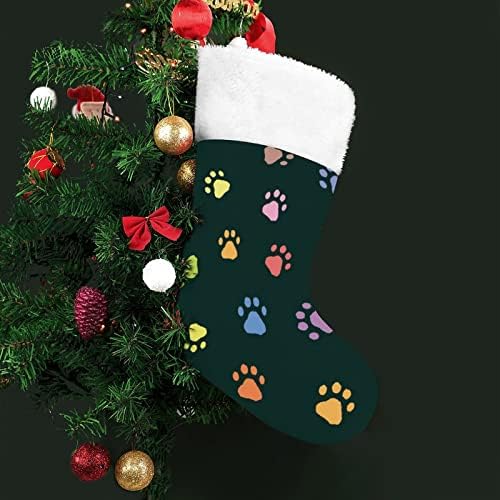 Šarene šape otiske božićne čarape Božićne čarape torbica Porodični Xmas Dekor