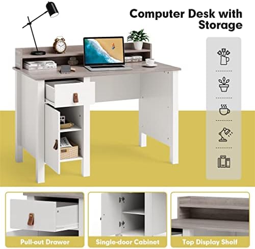 Tbgfpo računarski sto za kućnu kancelariju radna stanica za pisanje sa fiokama i kuhinjskim ormarićima Bela