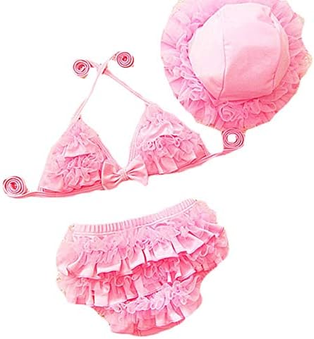 Zeroest kupaći kostim za djevojčicu 6-24-36 mjeseci sa šeširom slatki čipkasti Bikini 3 komada