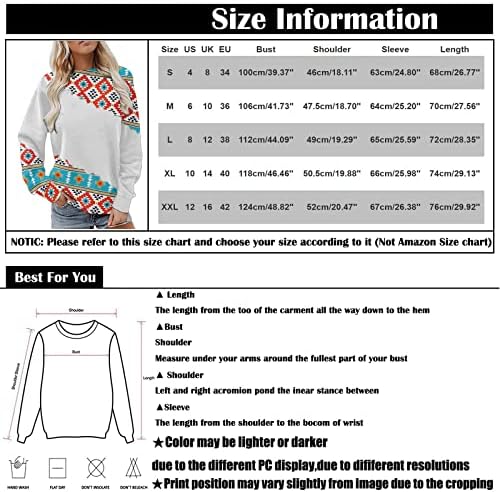 NOKMOPO Fall džemperi za žene Ženske dukseve Nema kapuljača Vintage Print Dukserice Pulover dugim rukavima