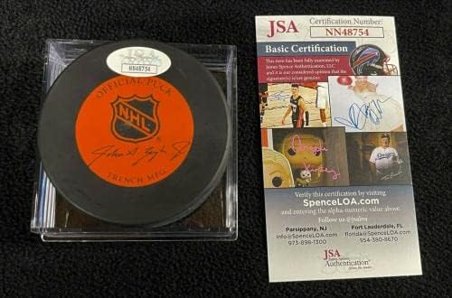 Jean Beliveau potpisao Montreal Canadiens Trench zvanična igra Pak JSA COA-Autogramed NHL Paks