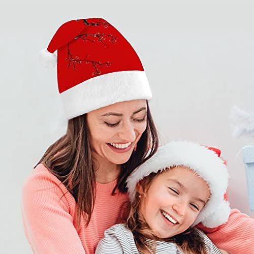 Cherry Blossom Božić šešir Santa Claus kape kratki pliš sa bijelim manžetama za muškarce žene Božić dekoracije