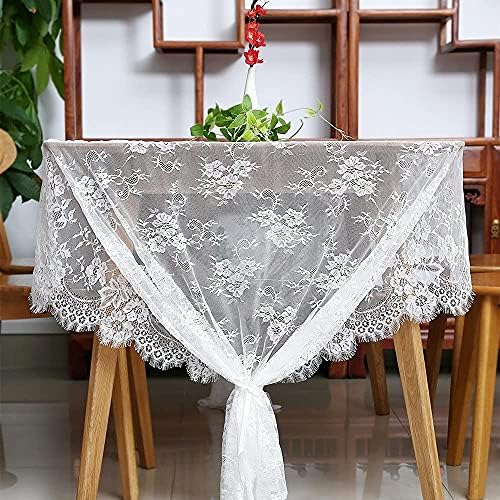 Luouohouse čipkaste stolnjak bijele vjenčane stolnjake 60x120 inča Vintage rustikalna tkanina za stolu za